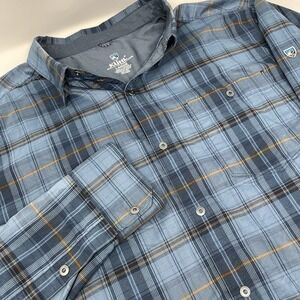 KUHL Response Lite Shirt Mens Large L/S Blue Copper Plaid Snap Button Up 7479